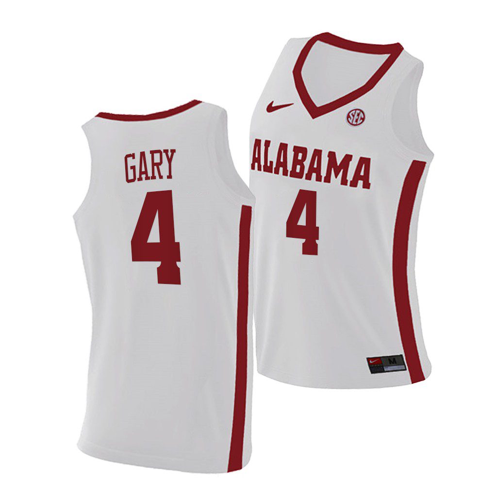 Men's Alabama Crimson Tide Juwan Gary #4 2021 White Replica NCAA College Basketball Jersey